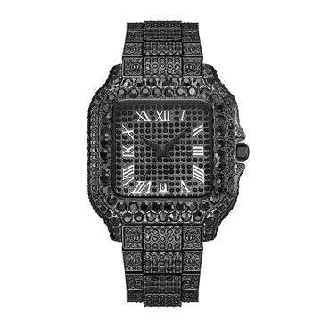 Straight European Hip Hop Diamond Quartz Wrist Watch  ( UAE Delivery Time: 1-3 Days )